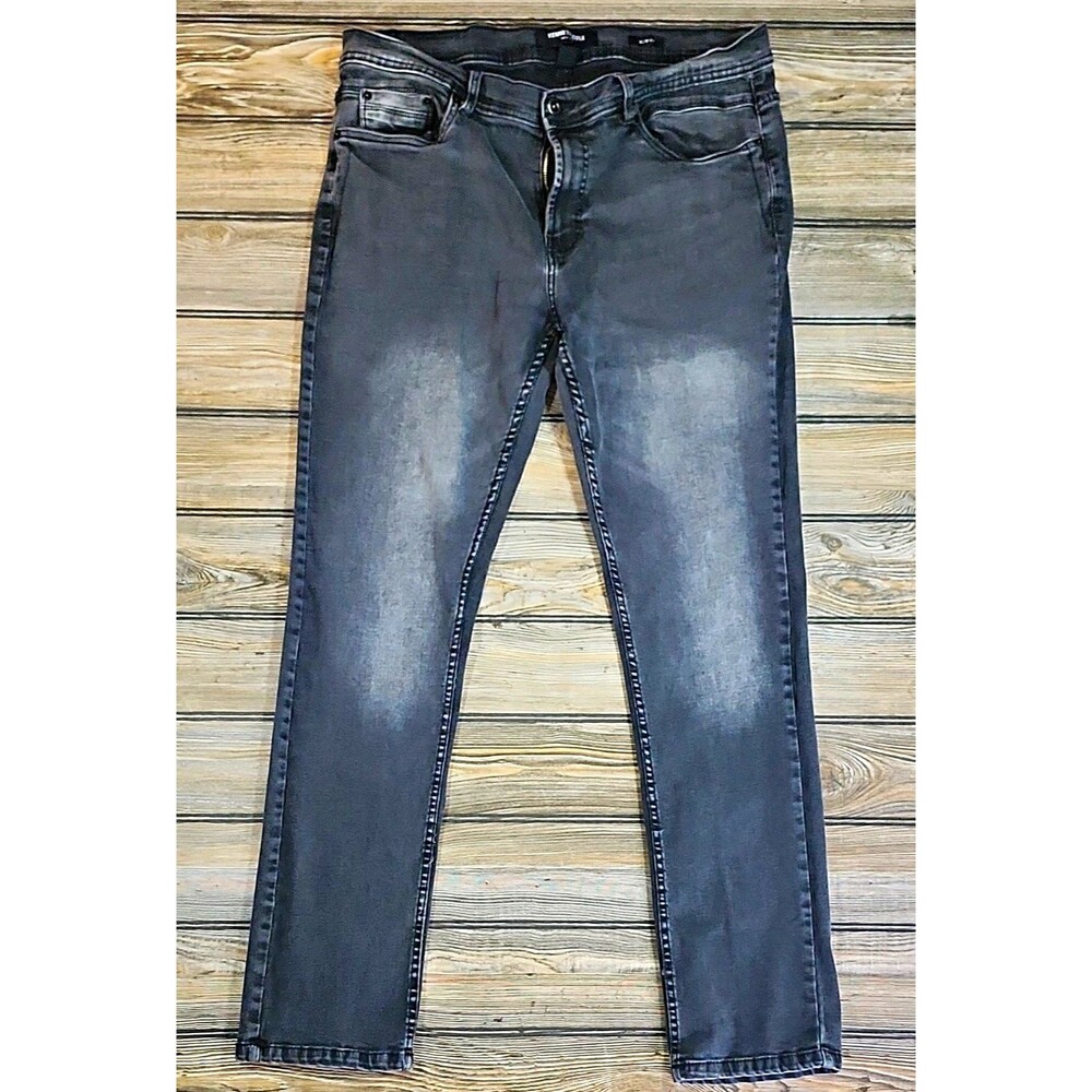 Kenneth Cole New York Men's Slim Fit Gray Denim Jeans Medium Wash Stretch